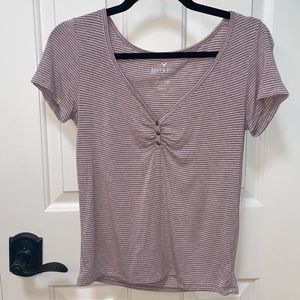 Mauve & Gray Striped Tee